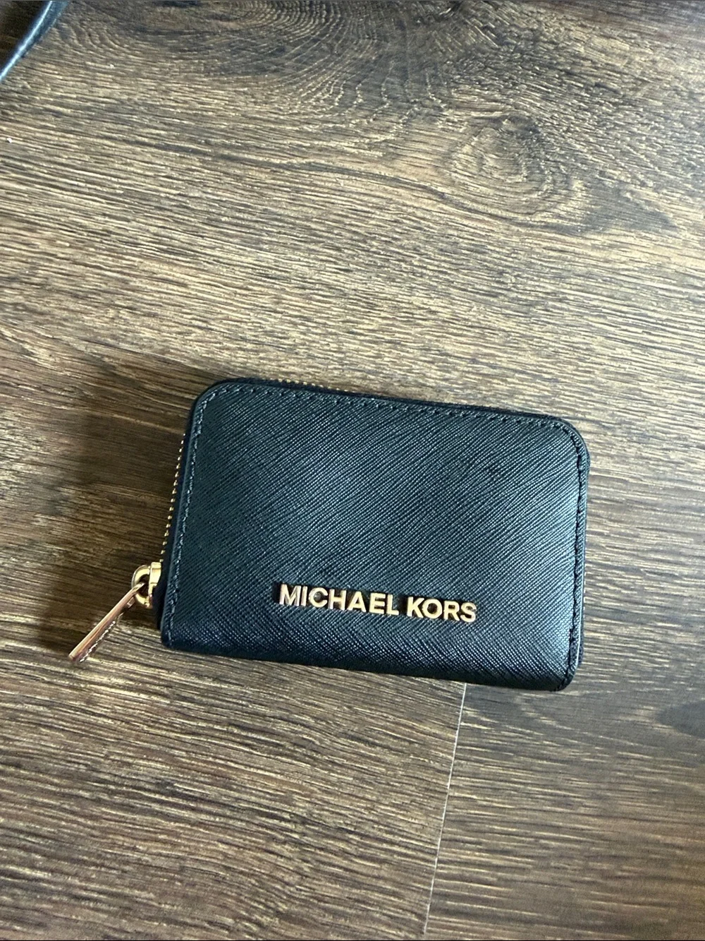 Michael Kors Black Saffiano Crossbody with Gold Hardware and Matching Wallet